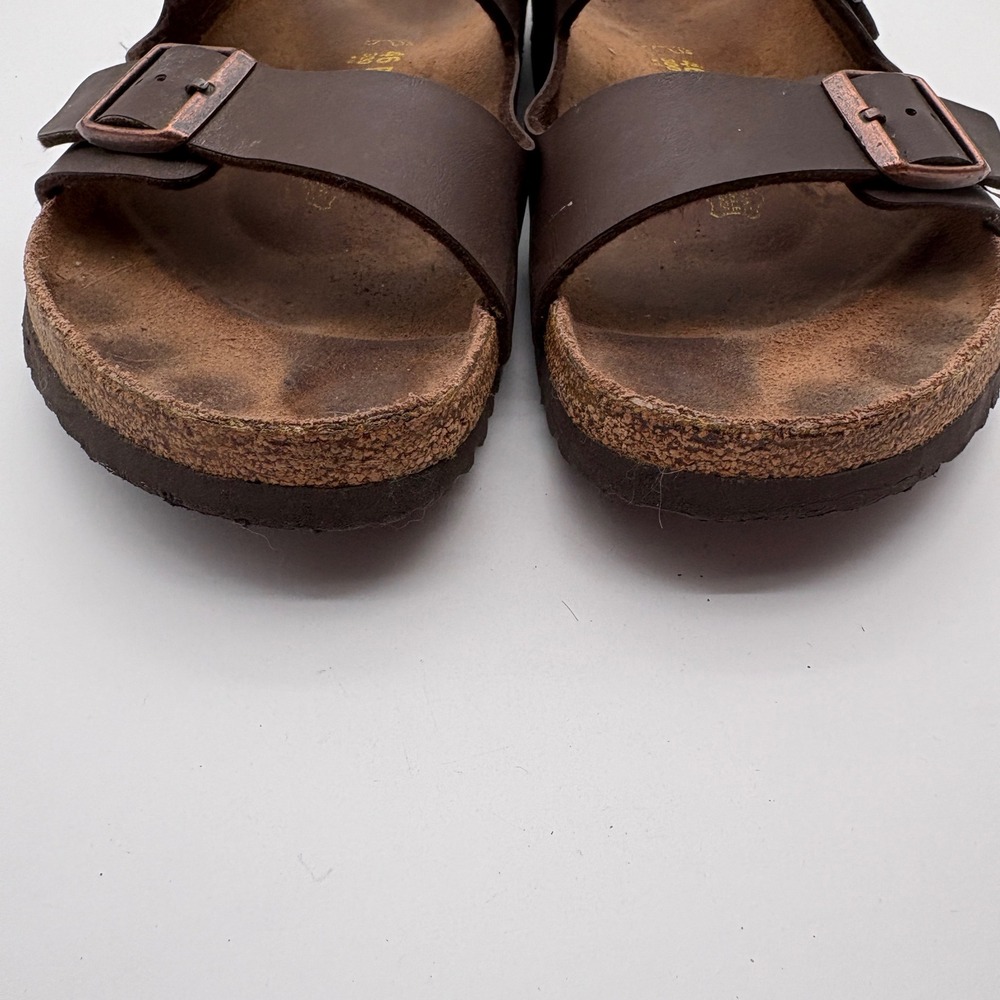 Birkenstock Arizona Dark Brown Leather Sandal Mens 13 EU 46 Two Strap Slide - Picture 5 of 10